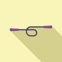 Jump rope lying on the ground with long shadow vector