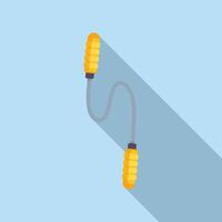 Yellow skipping rope lying on blue background with shadow vector