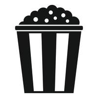 Black and white striped popcorn bucket overflowing with popcorn vector