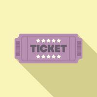 Purple ticket admit one showing five star rating with long shadow vector