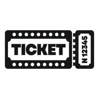 Black simple ticket icon representing accessing entertainment vector