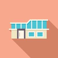 Modern house building facade with large windows casting long shadow vector