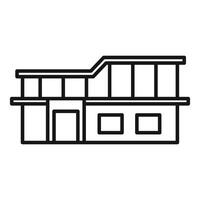 Modern two storey house with balcony and big windows line icon vector
