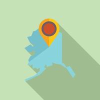 Yellow location pin pointing alaska state on a map vector