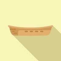 Wooden boat floating on water in flat design vector