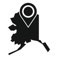 Black pin showing location on alaska map icon vector