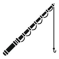 Fishing rod icon representing angling and recreation vector