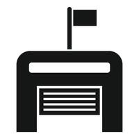 Big garage building with flag waving icon simple style vector