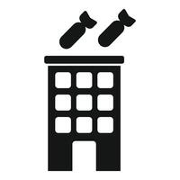 Two atomic bombs falling from sky bombing building icon vector