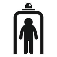 Black silhouette of a man passing through an airport security gate vector