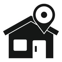 Black glyph house icon showing location with pin vector