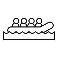 Group of people navigating the water in an inflatable raft vector