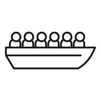 Group of people sitting in a row in a boat icon vector