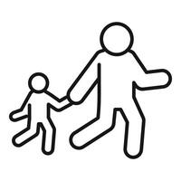Father walking and holding hands with son minimal illustration vector