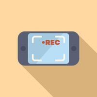 Smartphone recording with rec symbol on screen vector