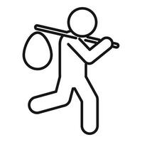 Homeless man is walking with sack on stick vector