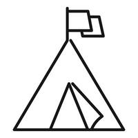 Camping tent with flags waving on top icon thin line illustration vector
