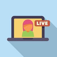 Blogger is streaming on her laptop vector