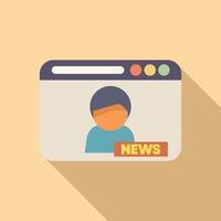 Journalist presenting breaking news on website, online information concept vector