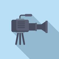 Professional digital camera on tripod is recording vector