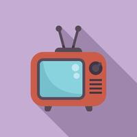 Old television set broadcasting with long shadow vector