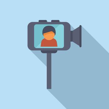 Blogger is making content with smartphone and gimbal stabilizer vector