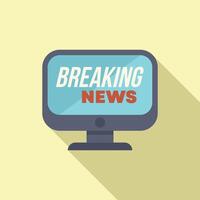 Desktop computer showing breaking news on screen vector