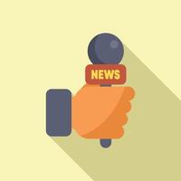 Journalist is holding a microphone with the word news on it vector