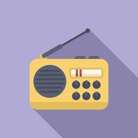 Yellow portable radio tuning into a radio station with long shadow vector