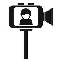 Blogger is making using action camera on monopod vector