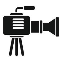 Professional digital camera standing on tripod is recording vector