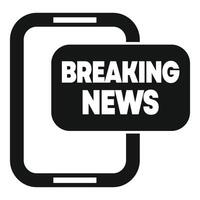 Breaking news alert displaying on mobile phone screen icon vector