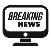 Computer screen displaying breaking news alert icon vector