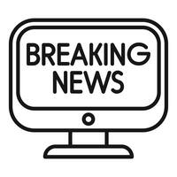 Computer screen displaying breaking news alerting viewers vector