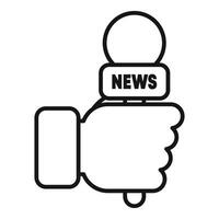 Journalist hand holding microphone for interview recording news vector