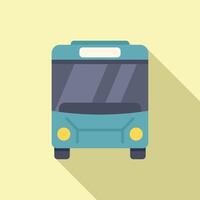 Turquoise intercity bus standing with headlights on vector