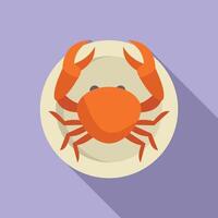 Cooked crab lying on plate with claws up in air vector