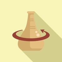 Chemical flask rotating with arrow showing recycling process vector