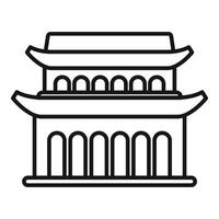 Line art icon of an asian temple with a multi tiered roof vector