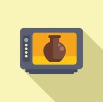 Television showing clay vase advertisement promoting handmade pottery vector