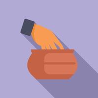 Magician hand casting spell over boiling cauldron potion vector