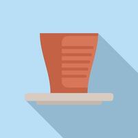 Empty flowerpot standing on white plate with long shadow vector