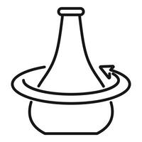 Chemical flask rotating on axis line icon vector