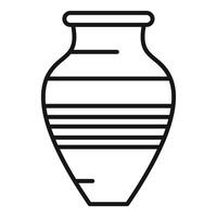 Ancient clay vase with stripes outline icon representing history and archaeology vector