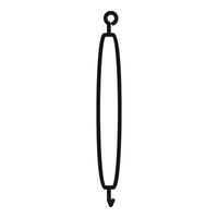 Black outline icon of a piercing needle being used for body modification vector