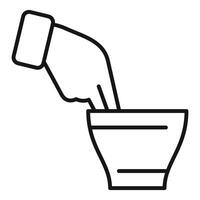 Pharmacist preparing drug using mortar and pestle icon vector