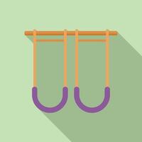 Empty kids swing hanging on green background icon flat design vector