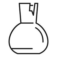 Chemical flask with narrow spout is standing on surface line icon vector