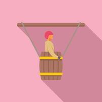 Stuntman hanging in a barrel performing a dangerous stunt vector
