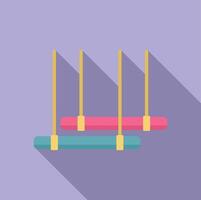 Empty double swing set hanging on purple background vector